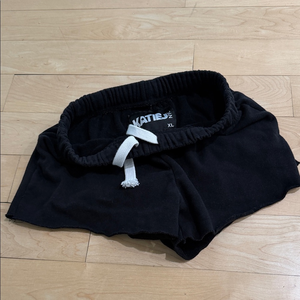 Katie J NYC Black Girls' Lounge Shorts with White Drawstring